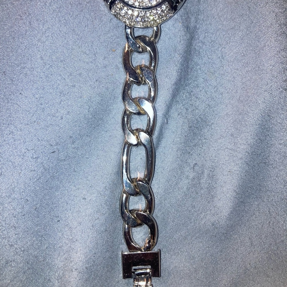 New England Patriots Silver Crystal Oval Link Bracelet - Picture 3 of 5